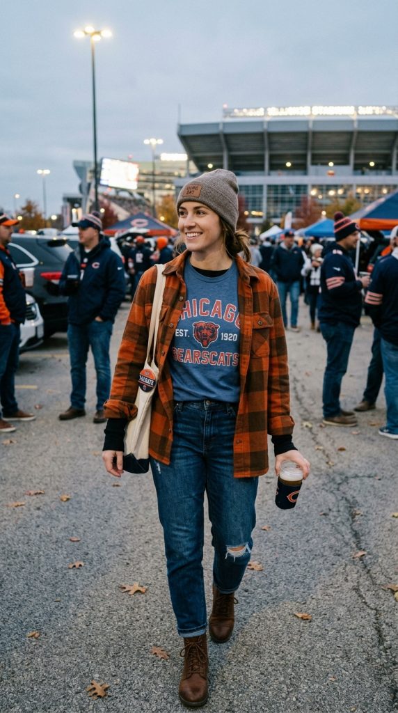 Plaid Shacket and Team Tee