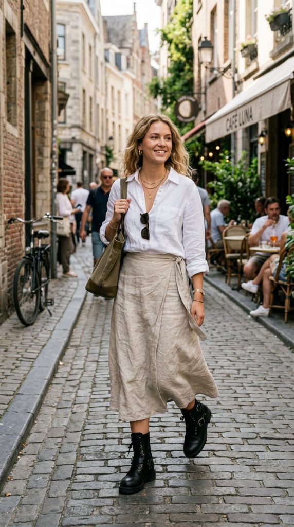 Relaxed Linen Pieces and Moto Boots