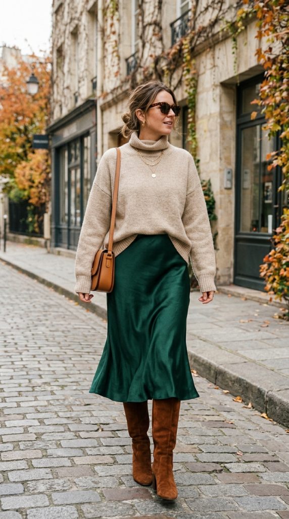 Satin Skirt and Sweater