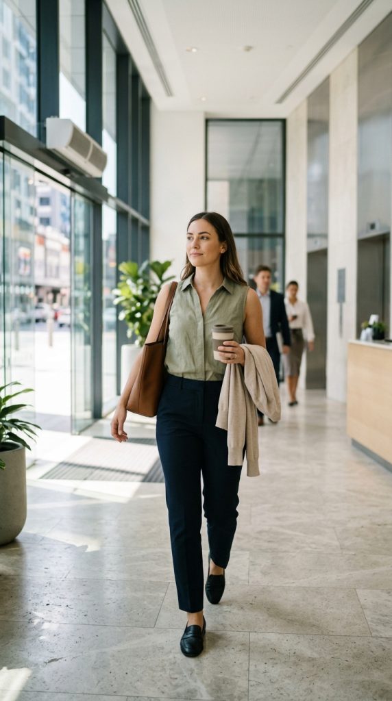 Sleeveless Blouse and Lightweight Cardigan