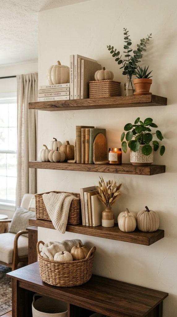 Style Open Shelves With Seasonal Decor