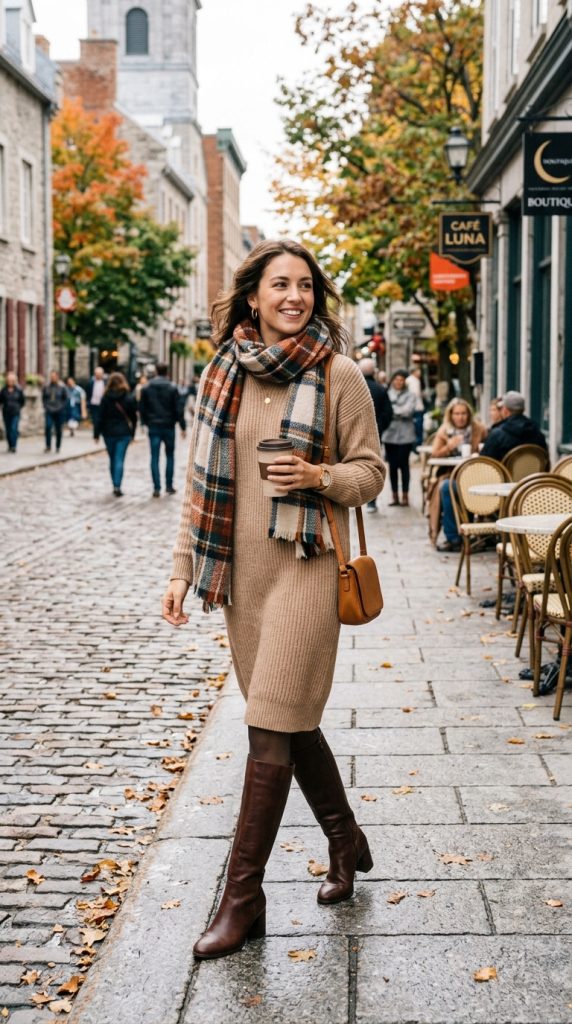 Sweater Dress and Knee-High Boots