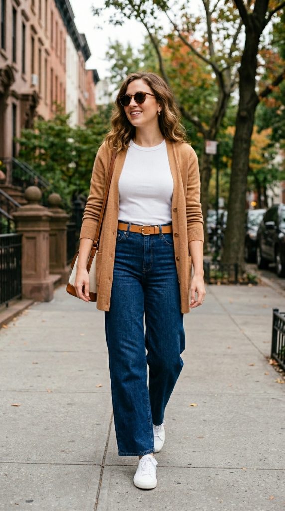 Wide-Leg Jeans and Fitted Tee
