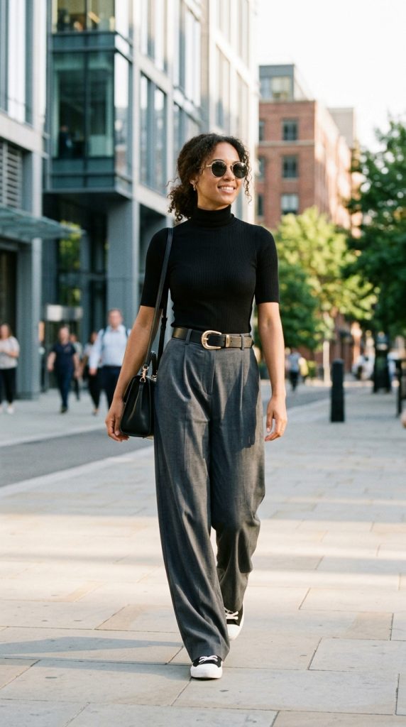 Wide-Leg Trousers and Fitted Top