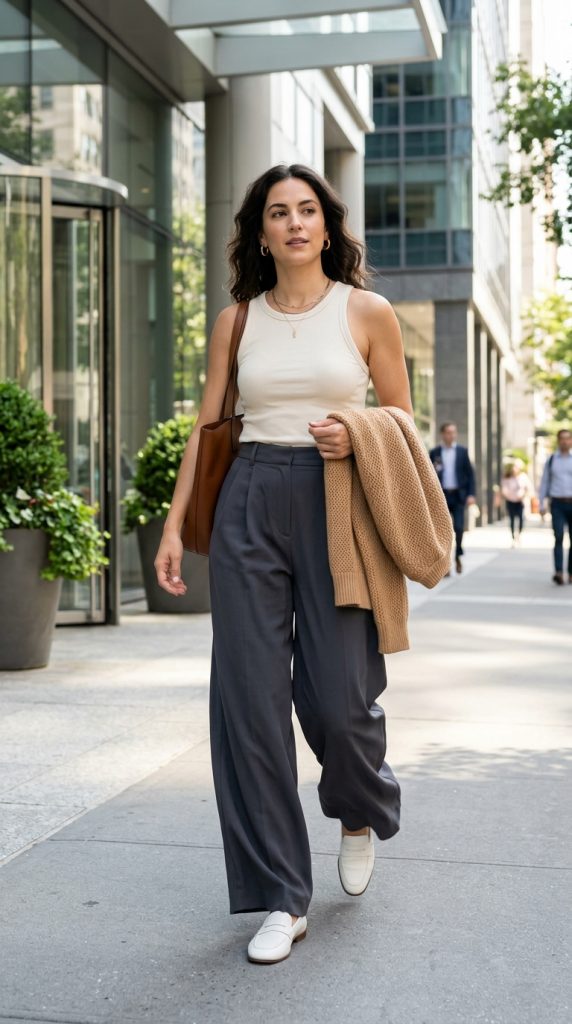 Wide-Leg Trousers and Tank Top