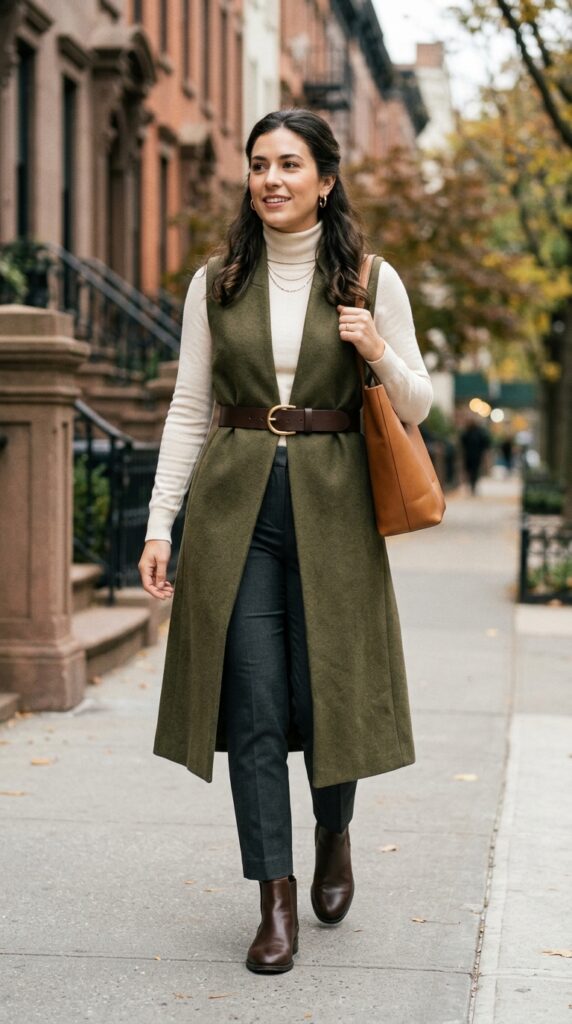 Belted Long Vest