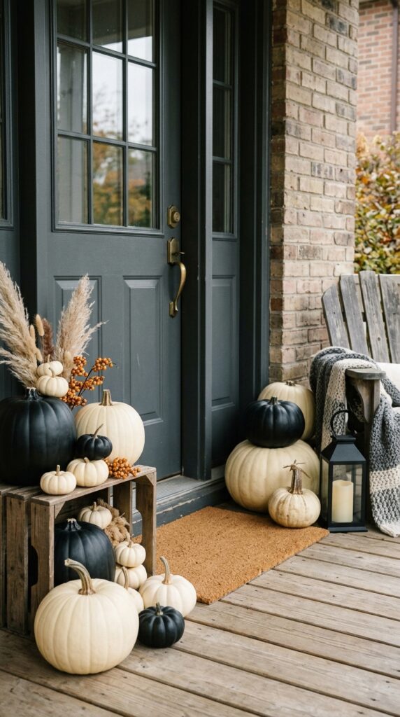Black and Cream Pumpkin Display