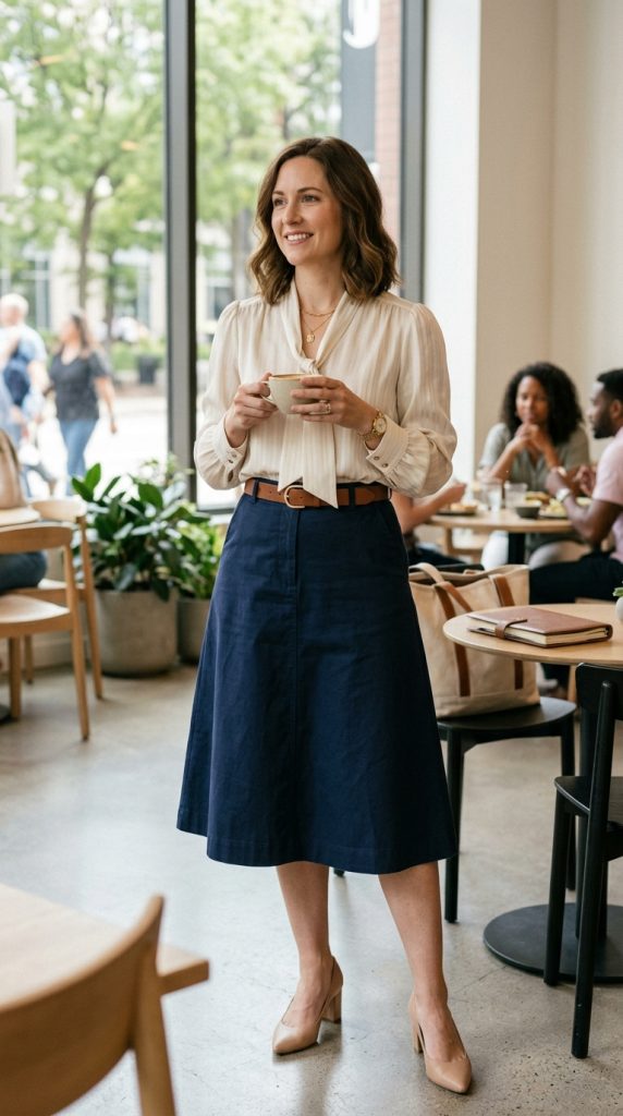 Blouse with A-Line Skirt