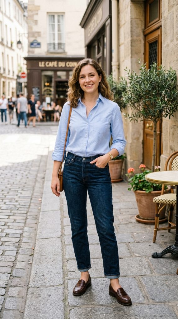 Blue Button-Down With Dark Denim
