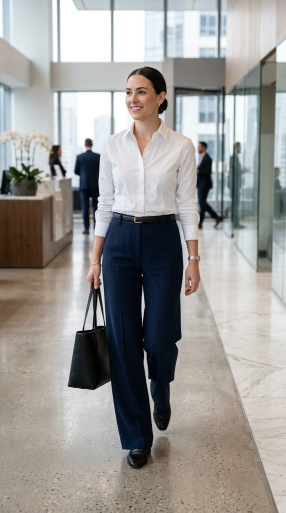  Button-Down Shirt and Wide-Leg Pants