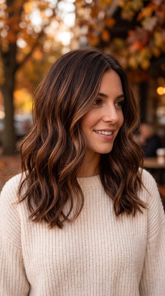 Caramel Balayage on Chocolate Brown Hair