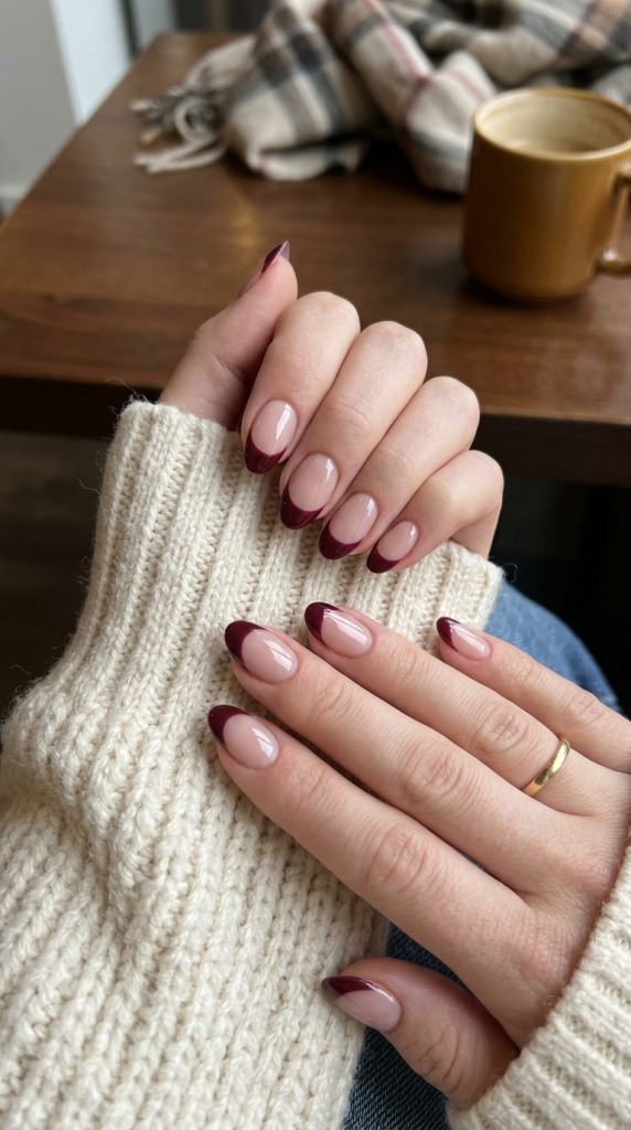 Classic Burgundy French Tips