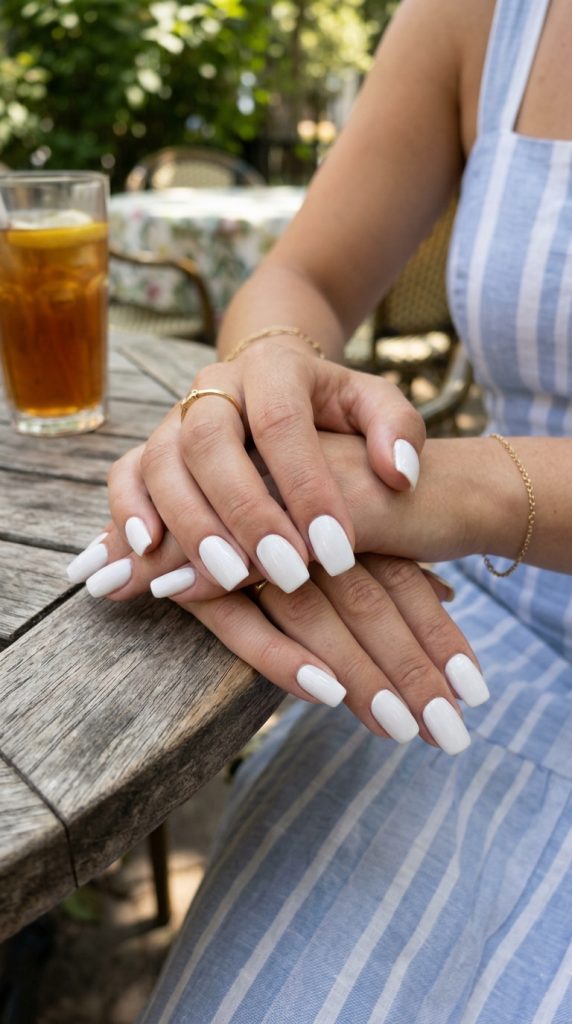 Classic Glossy White Nails