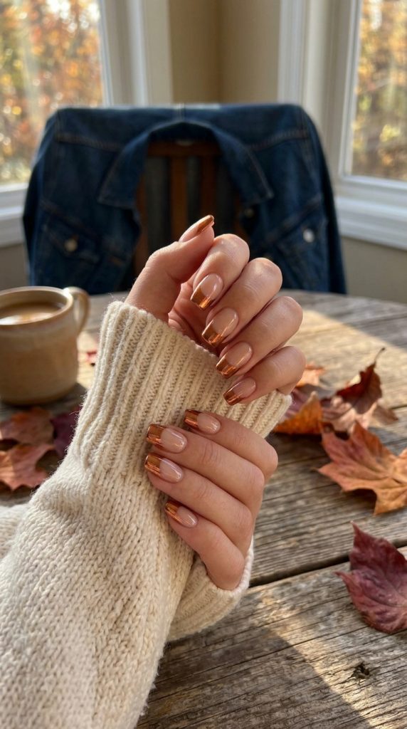Copper Metallic French Tips