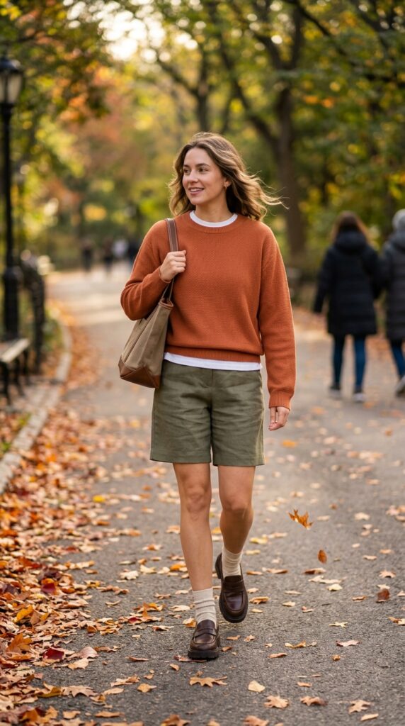 Cotton Sweater with Linen Shorts