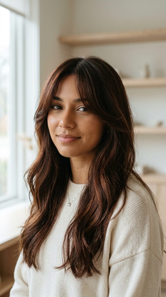 Curtain Bangs with Espresso Hair