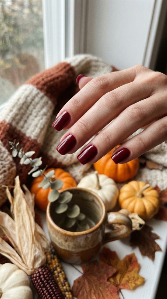 Deep Burgundy Nails