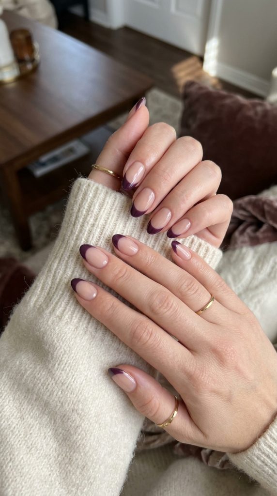 Deep Plum French Tips