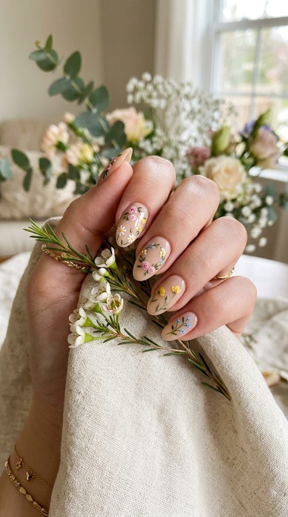 Delicate Floral Nail Art
