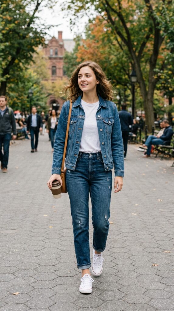 Denim Jacket Over a Basic Tee