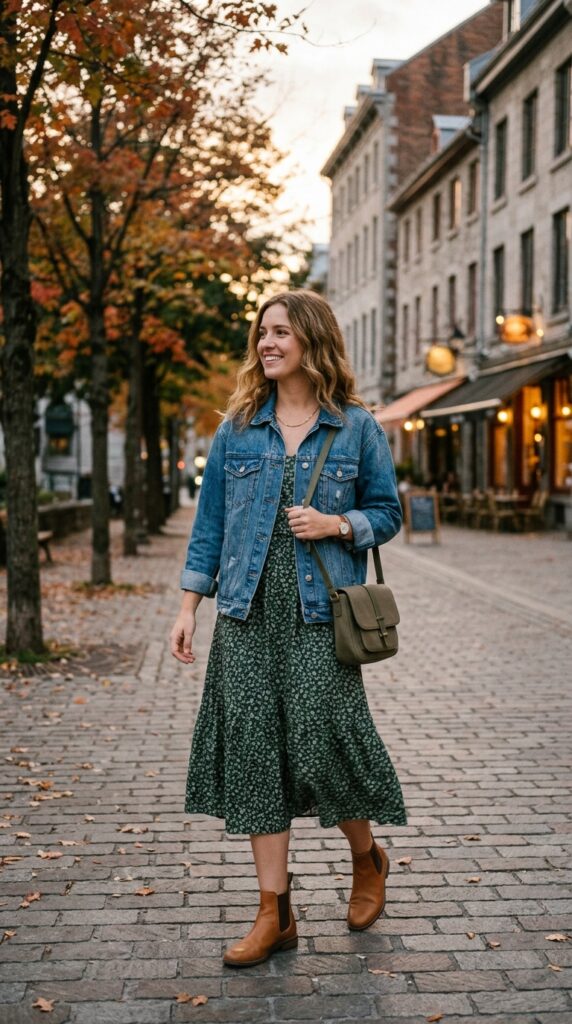 Denim Jacket Over a Casual Dress