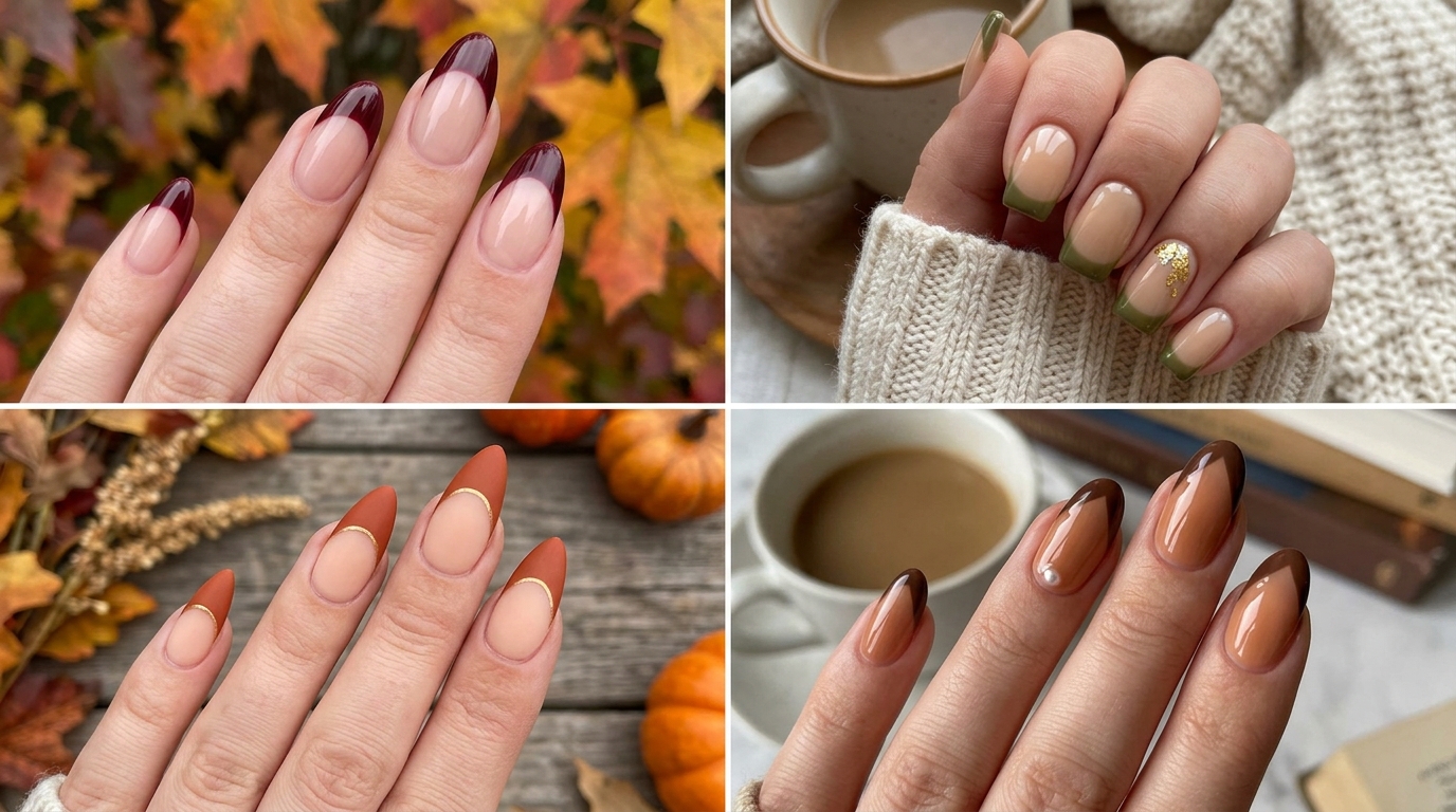 French Tip Nail Ideas With Fall Colors