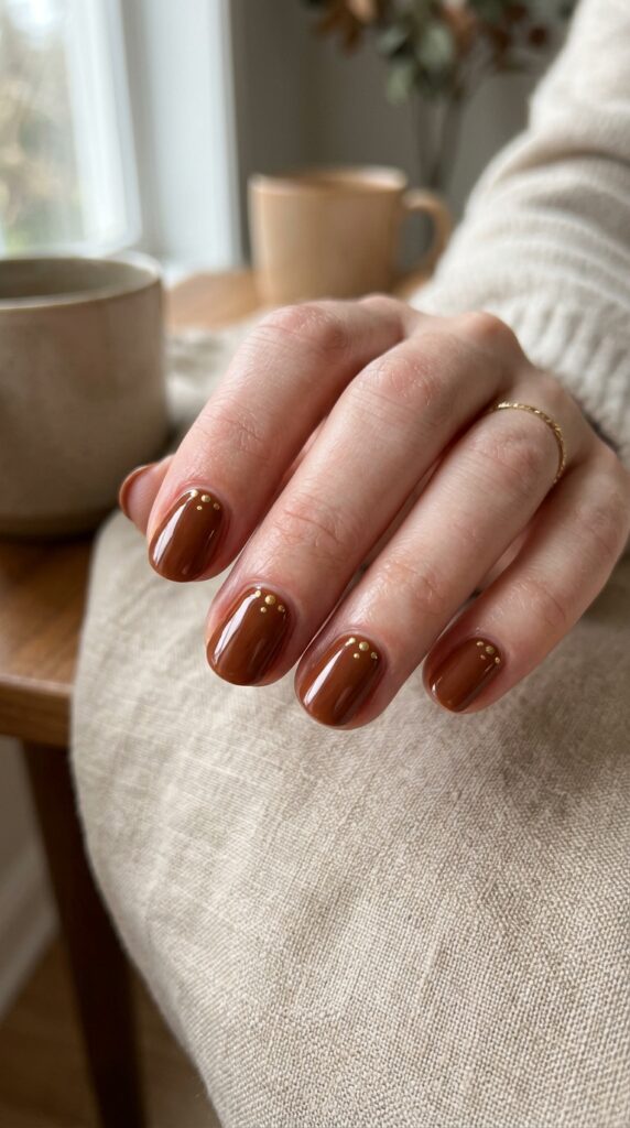 Glossy Brown with Tiny Gold Dots