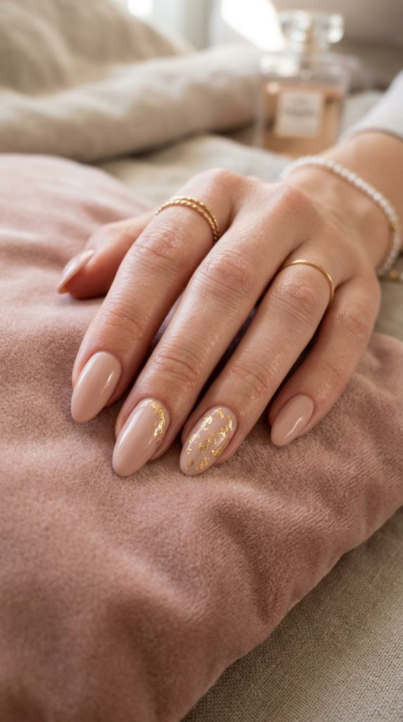 Gold Foil Accent Nails