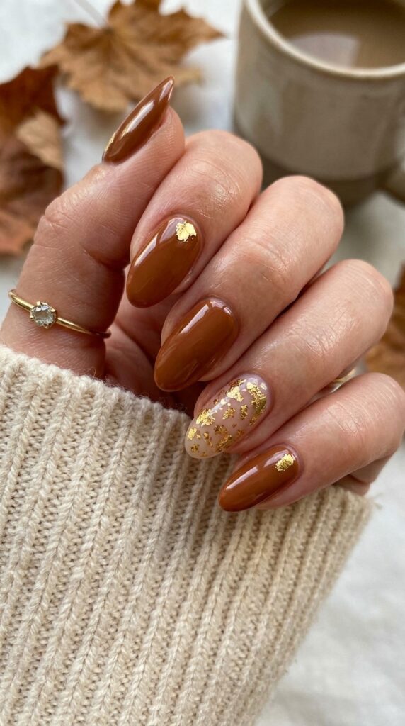 Gold Leaf Accent Nails