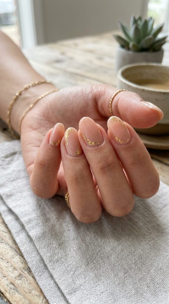 Gold Leaf Accent Nails