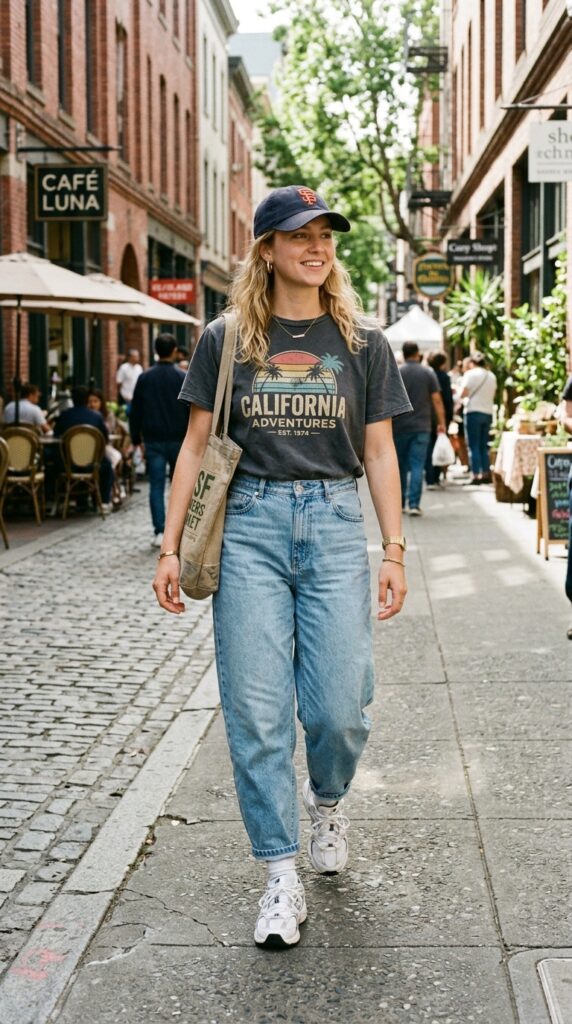 Graphic Tee and Barrel Jeans