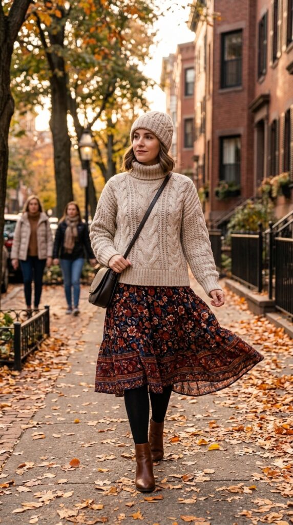Knit Sweater Over a Midi Dress