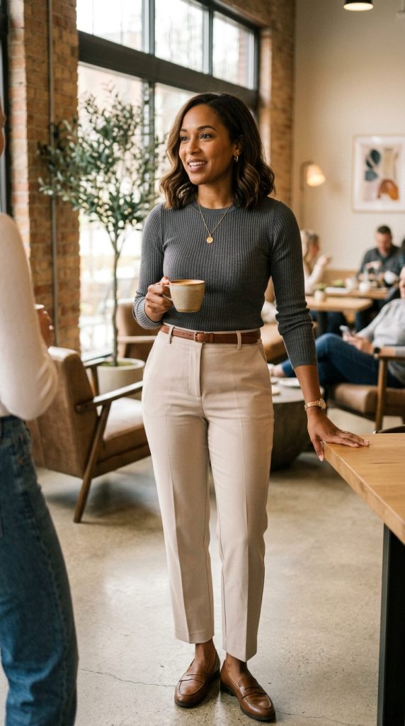 Knit Top and Tailored Trousers