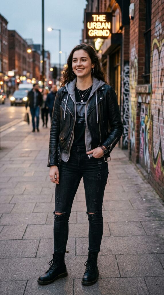 Leather Jacket with a Hoodie