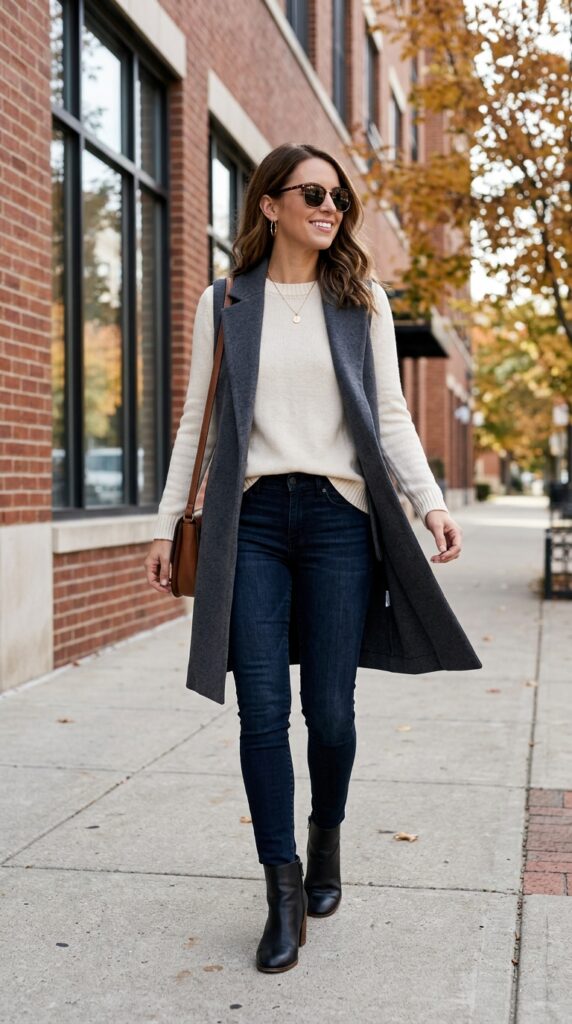  Longline Vest Over a Sweater