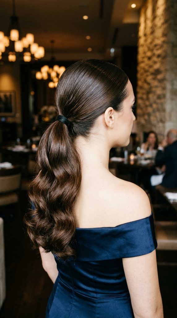 Low Ponytail with Wet Waves