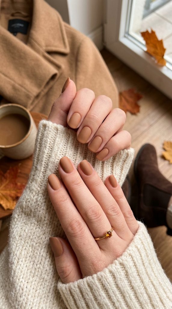 Matte Caramel French Tips