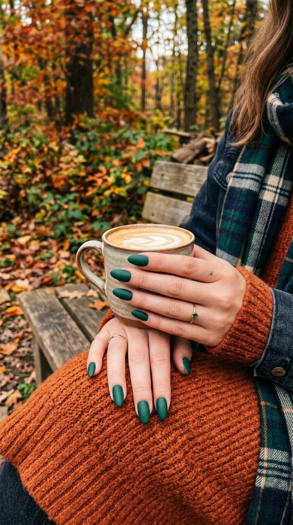  Matte Forest Green Nails