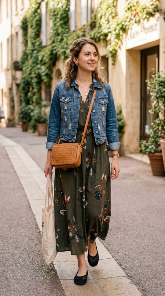 Maxi Dress with Denim Jacket