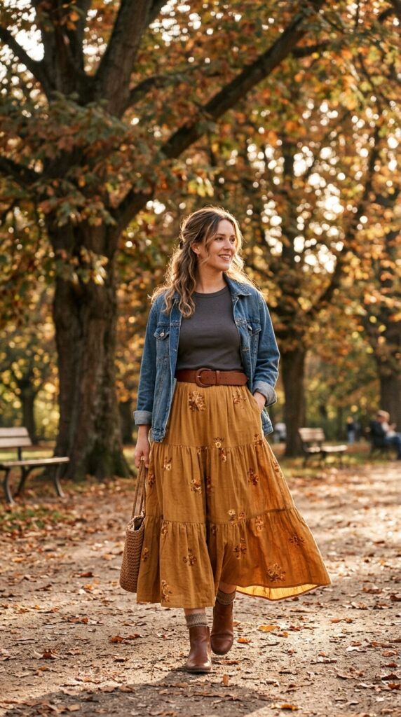 Maxi Skirt with a Basic Tee
