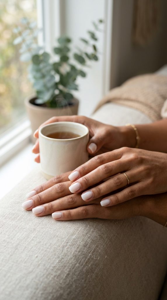 Milky White Nails