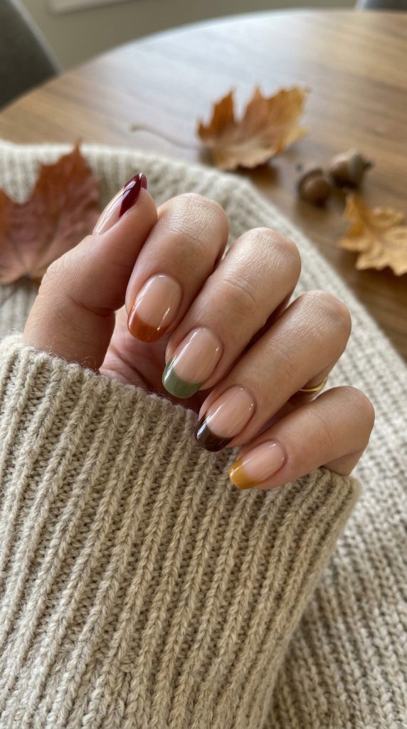 Mixed Fall Color French Tips