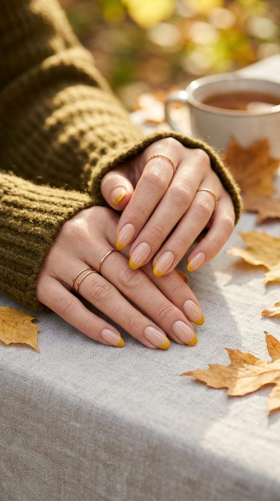 Mustard Yellow French Tips