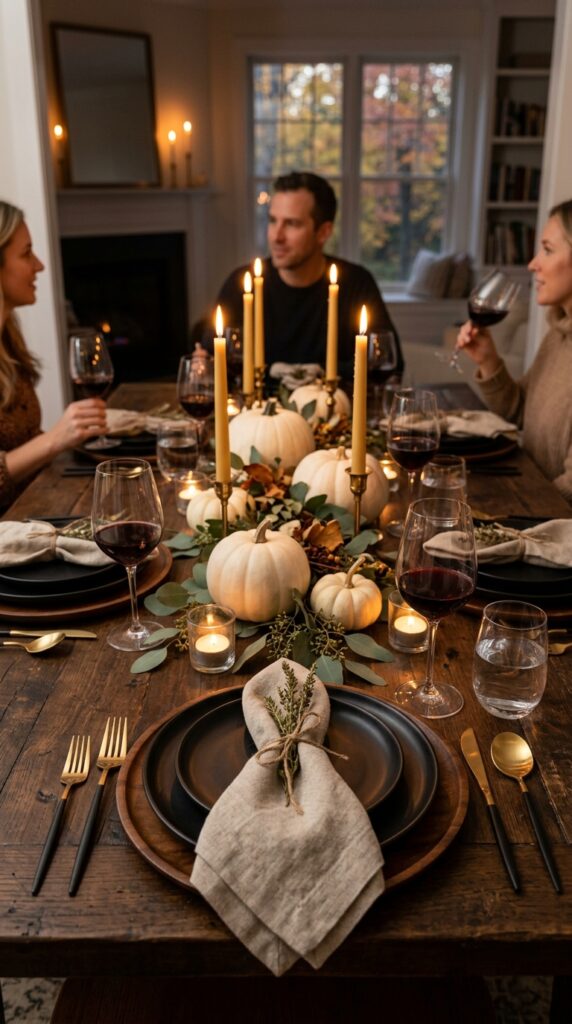 Neutral Halloween Table Setting