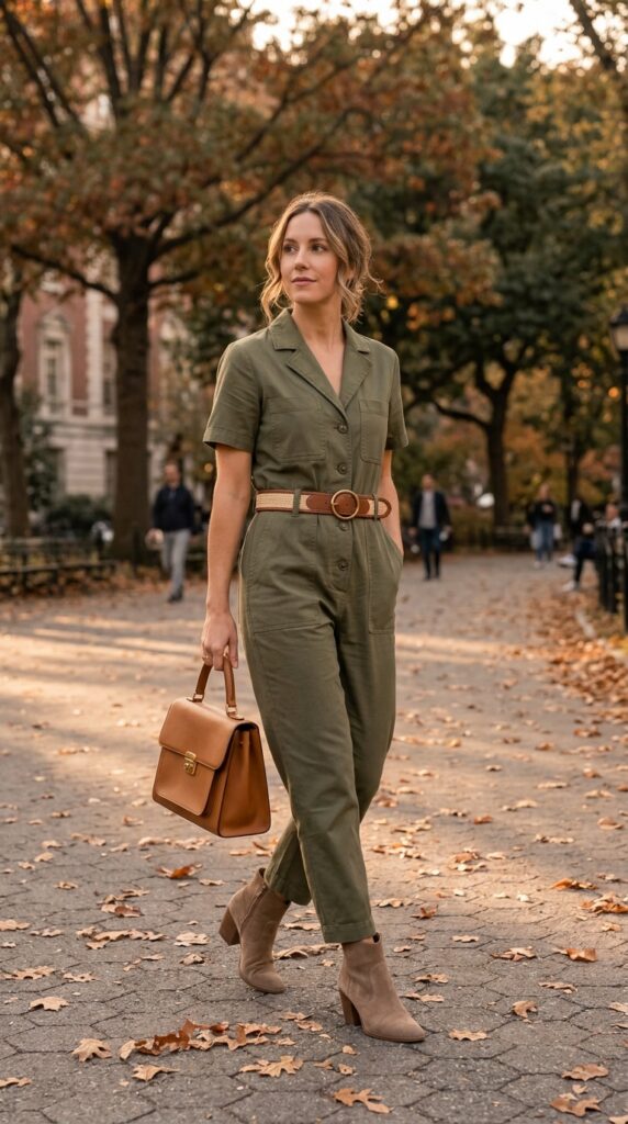  Neutral Jumpsuit with Simple Accessories