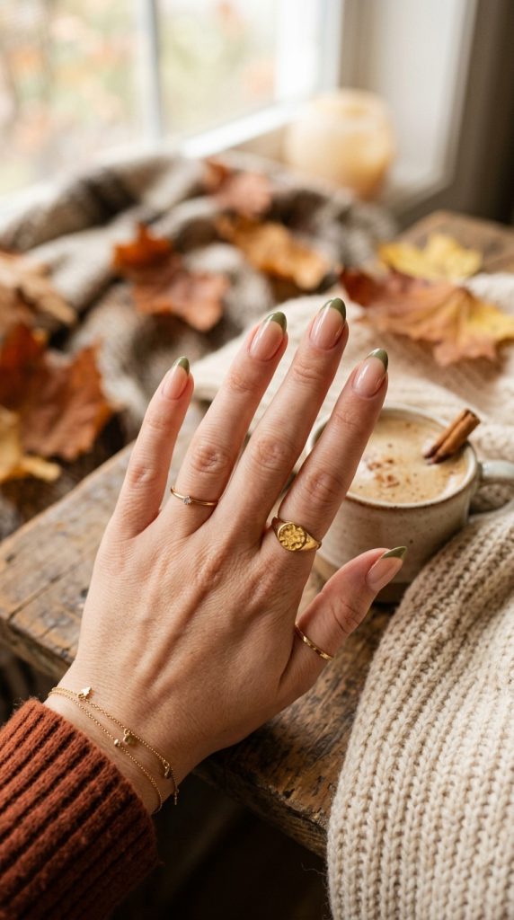 Olive Green French Tips