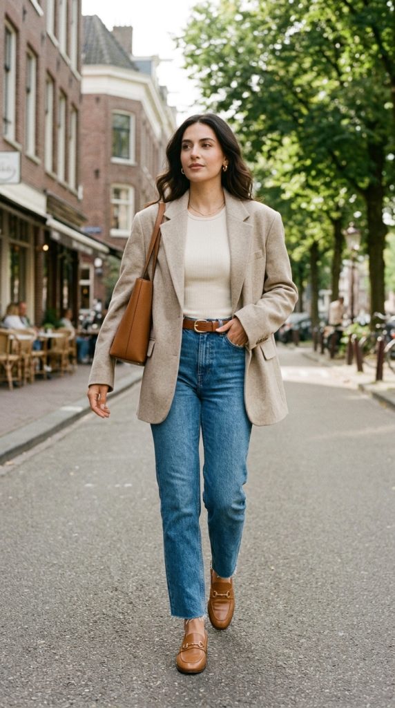 Oversized Blazer with Straight-Leg Jeans