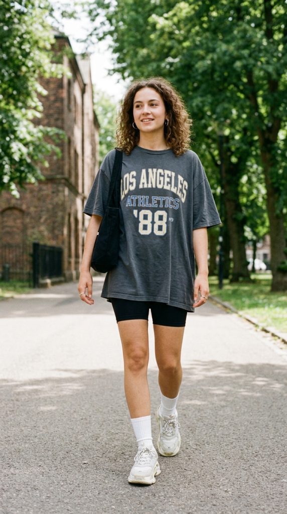 Oversized Team Tee with Biker Shorts