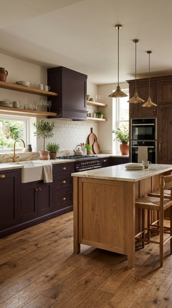 Pair Aubergine With Warm Wood