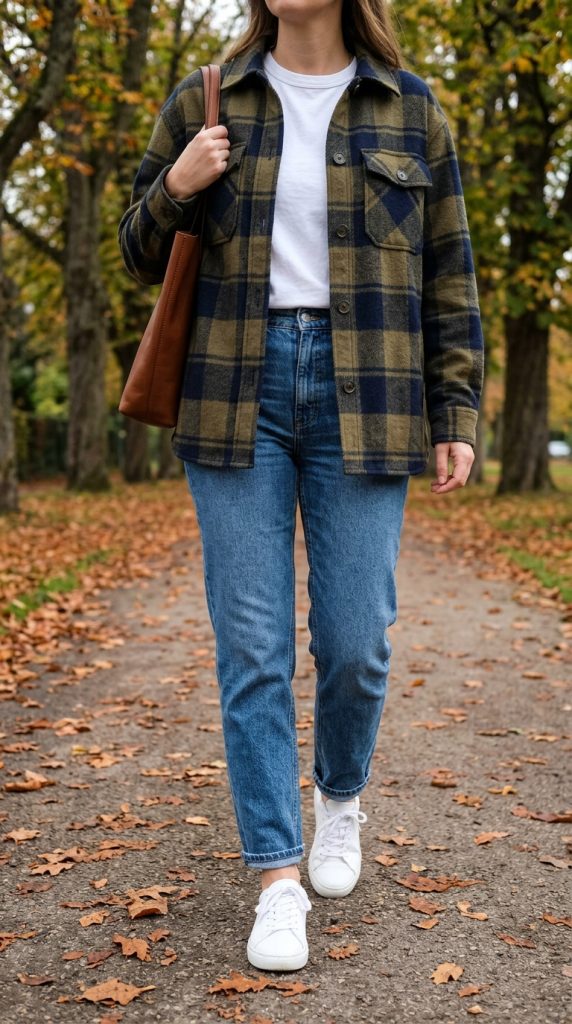 Plaid Shacket with a Basic Tee
